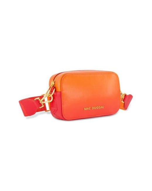 Mac Duggal Orange Ombre Leather Crossbody Camera Bag