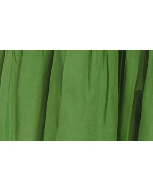 Karen Kane Green Tiered Lace Trim Cotton Dress