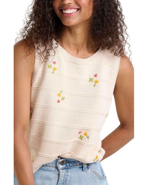 Toad & Co. Blue Bianca Crew Tank Embroidered