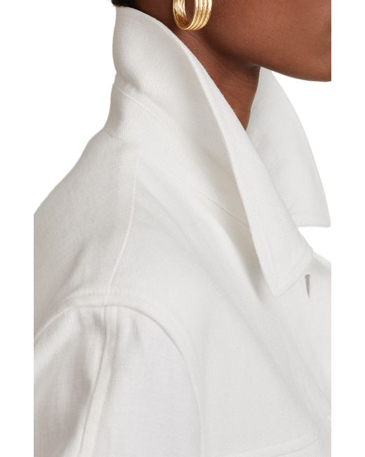 Reiss White Jade Pocket Wool Blend Shirt