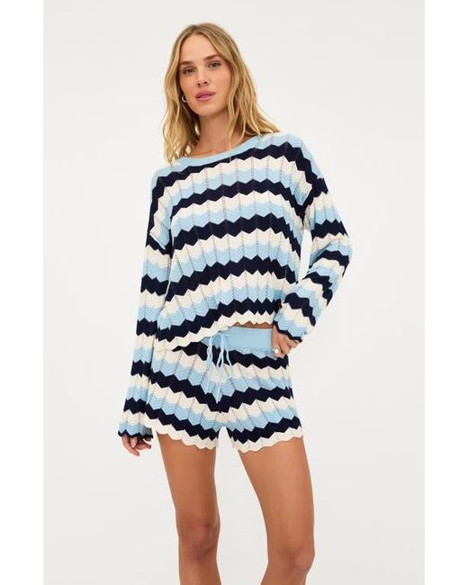 Beach Riot Blue Beach Stripe Pointelle Cover-Up Sweater
