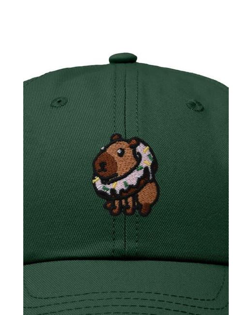 Alix Green Capybara Donut Embroidered Cap for men