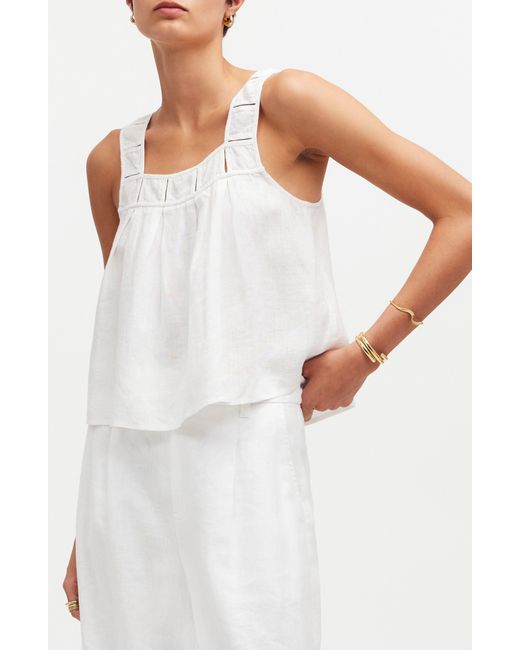 Madewell White A-line Linen Top