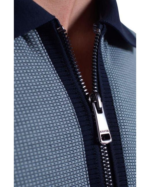 Bugatchi Blue Quarter Zip Polo for men