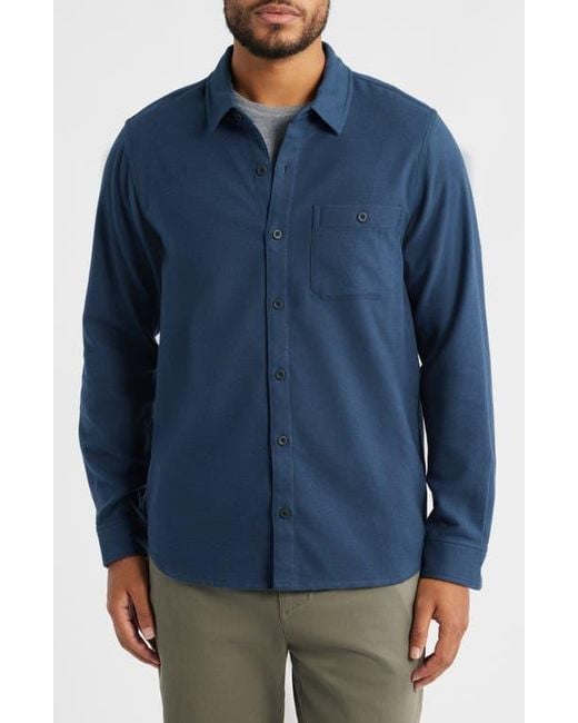 Free Fly Blue Seawool Flannel Button-Up Shirt for men