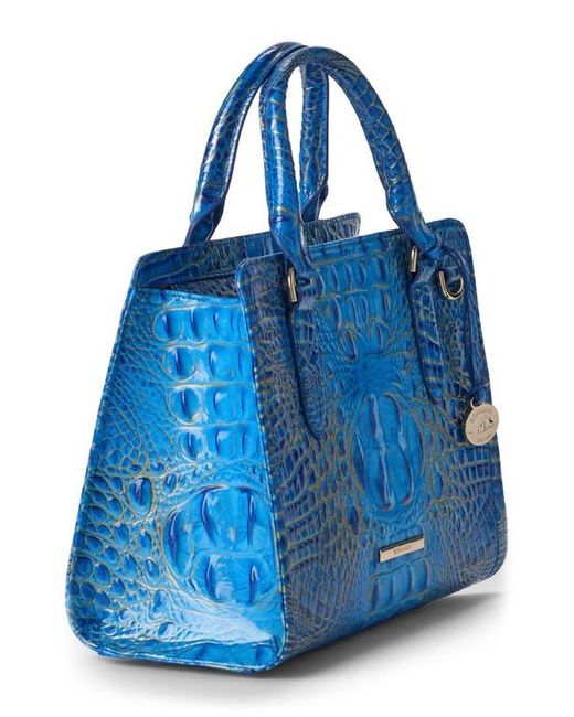 Brahmin Blue Cami Croc Embossed Leather Satchel