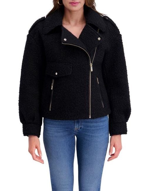 Kensie Black Bouclé Moto Jacket