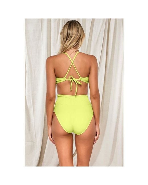 Pacifica by Sunsets Women's Yellow Hannah High Waist Bikini Swim