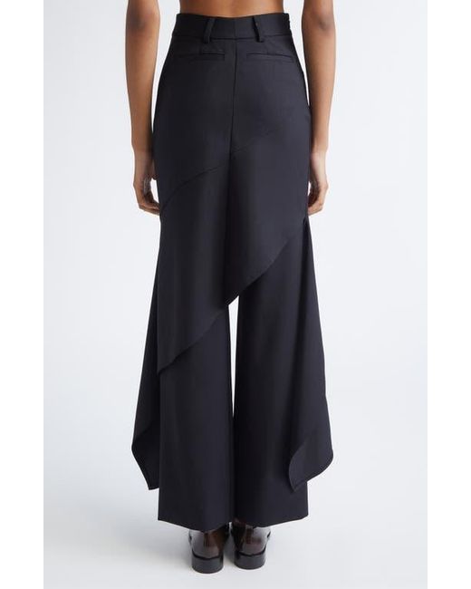 Monse Black Deconstructed Stretch Virgin Wool Skirt Pants