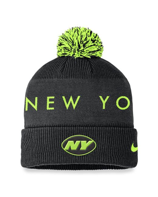 Nike New York Jets Volt Cuffed Knit Hat With Pom At Nordstrom in Green