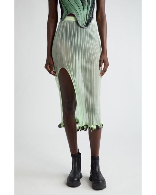 Ph5 Green Aster Pleated Sheer Organza Skirt