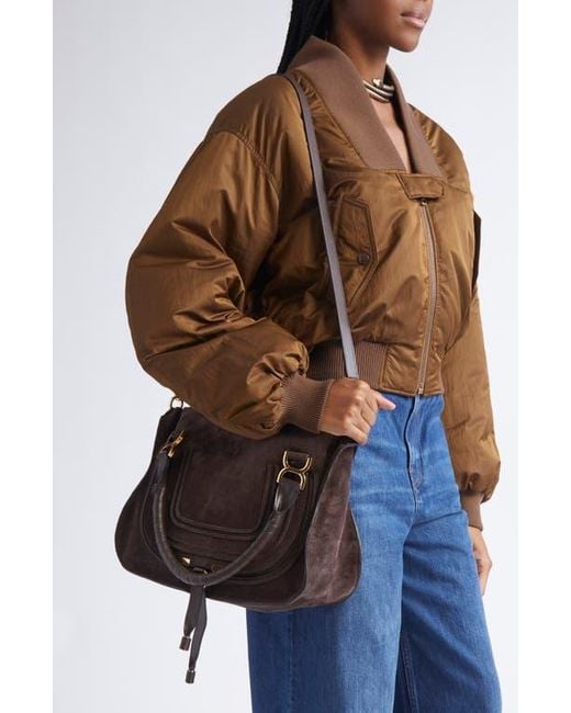 Chloé Brown Medium Marcie Suede Satchel