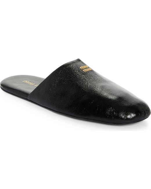 24PF new/MiuMiu ロゴレザーミュール Mule Black 24PF new/MiuMiu ロゴレザーミュール Mule Black (MiuMiu