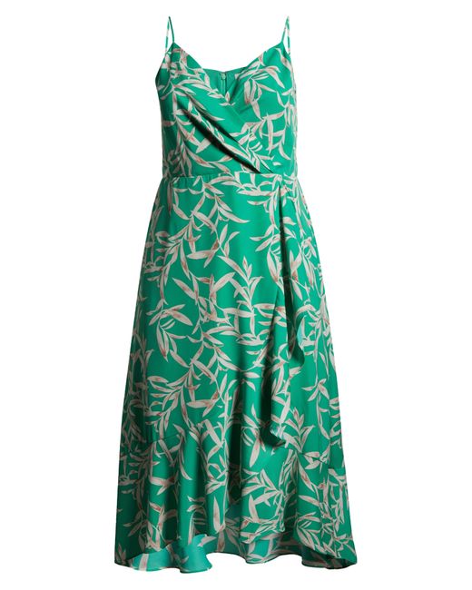 Chelsea28 Green Floral Faux Wrap Midi Dress