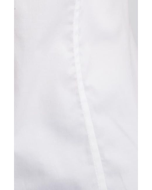 Open Edit Gray Seam Detail Split Back Stretch Cotton Poplin Shirt