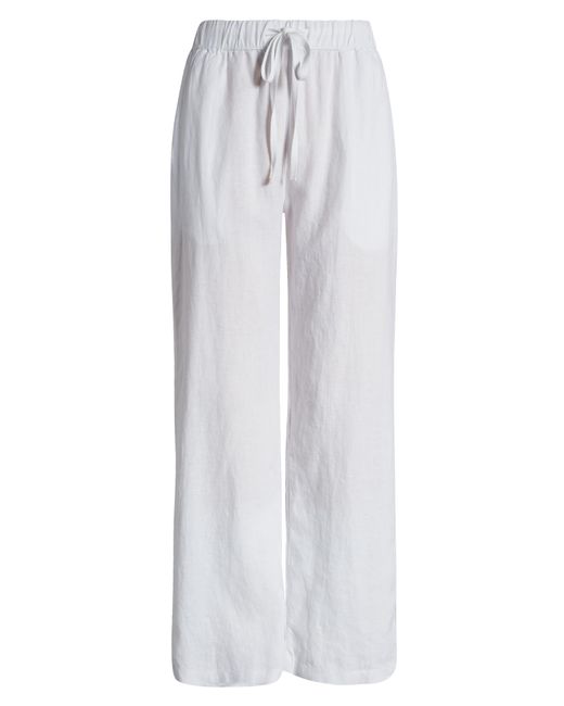 Caslon Caslon(r) Drawstring Straight Leg Linen Pants in White | Lyst