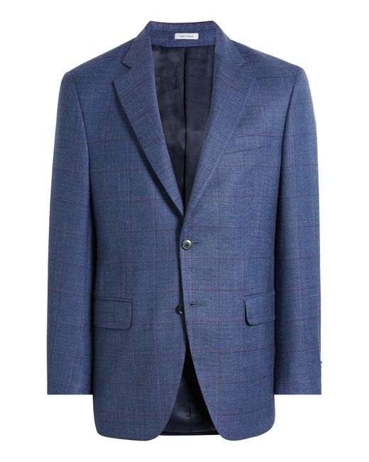 Peter Millar Blue Flynn Classic Windowpane Check Wool & Silk Blend Sport Coat for men
