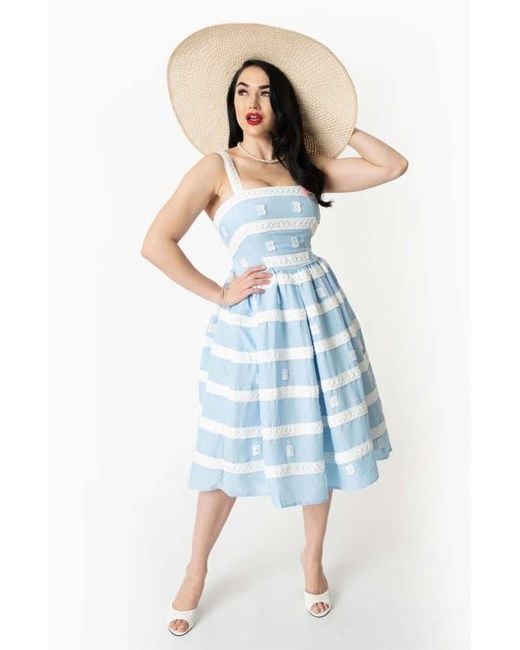 Unique Vintage Women's Blue 1960S Swing Sundress Unique Vintage Women's Blue 1960S Swing Sundress