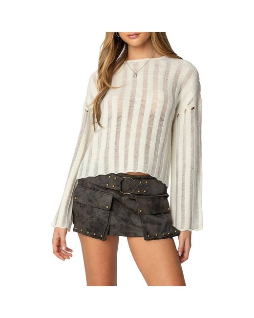 Jaide Sheer Ladder Knit Sweater
