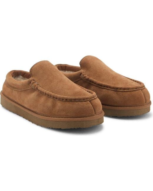 Mango Brown Suede Faux Shearling Lined Clog for men