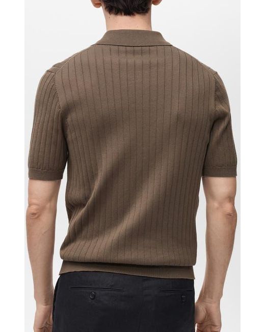 Mango Brown Stripe Structured Short Sleeve Button-Up Shirt for men