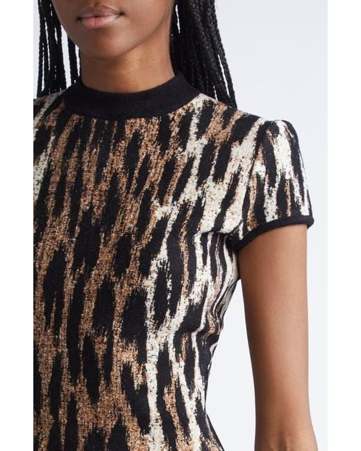 Balmain Multicolor Leopard Jacquard Fit & Flare Minidress