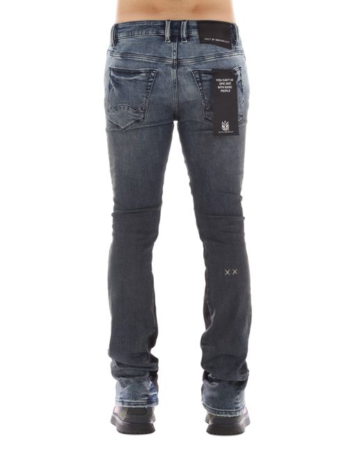 Cult Of Individuality Blue Lenny Ripped Bootcut Jeans for men