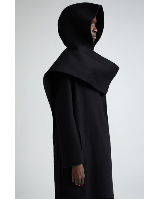 The Row Black Dodi Hooded Cashmere Scarf
