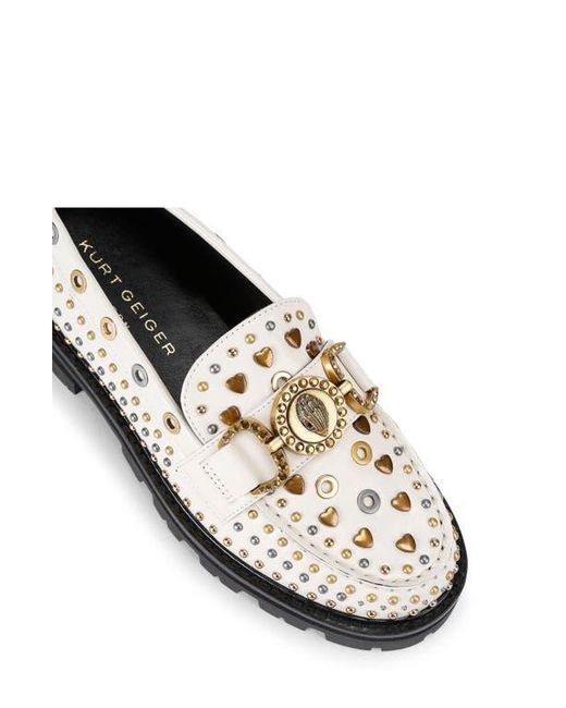 Kurt Geiger White Mansion Stud Platform Loafer