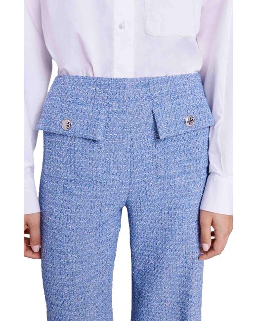 Maje Blue Pablito Cotton Blend Tweed Pants