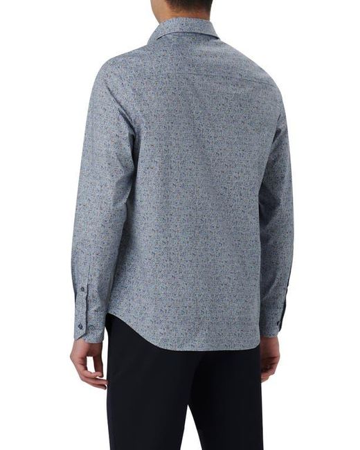 Bugatchi Blue Julian Shaped Fit Cave Art Print Stretch Cotton Button-Up Shirt for men