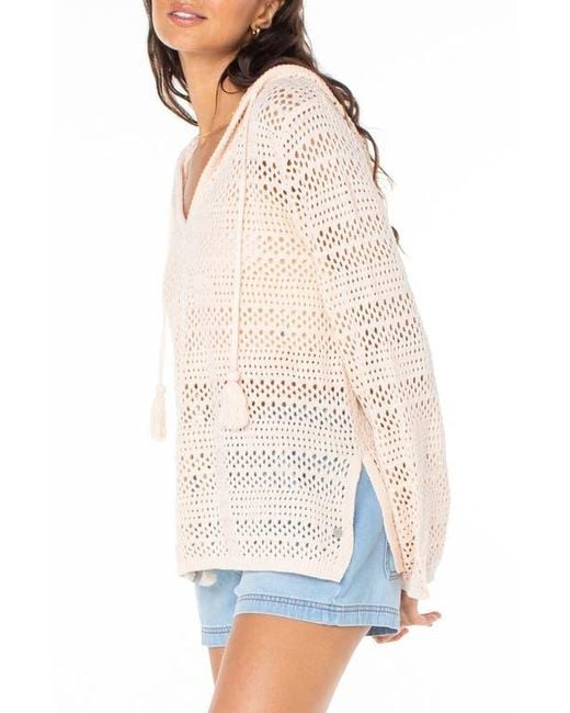 Roxy White Hippie Love Open Stitch Hoodie