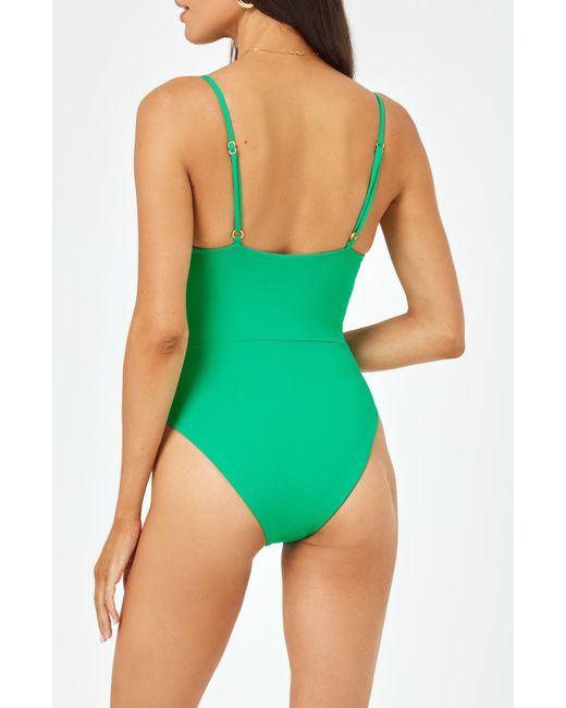 L*Space Green Piper Keyhole One-piece Swimsuit