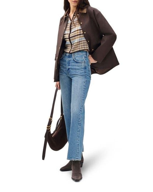 Rag & Bone Blue Shea High Waist Relaxed Straight Leg Jeans
