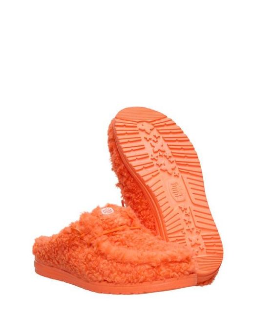 HeyDude Orange Wally Faux Shearling Slipper for men