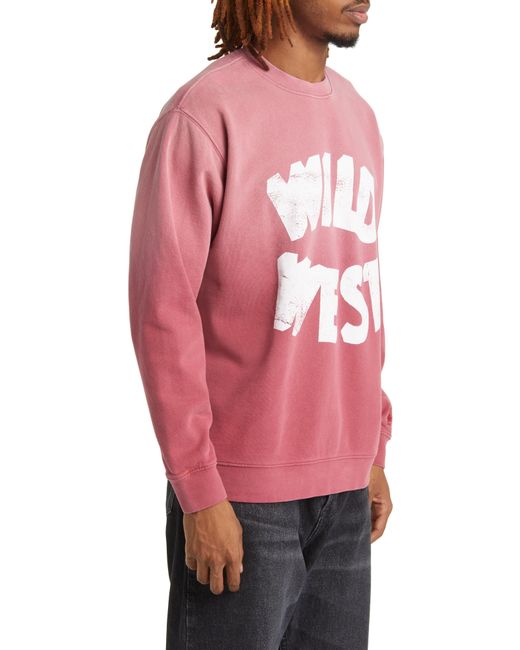 One Of These Days Red Wild West Ombré Cotton Graphic Sweatshirt for men
