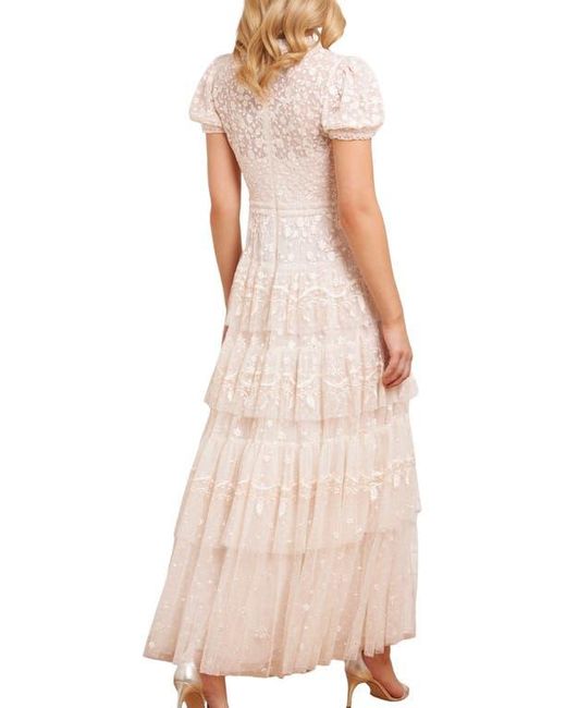 Needle & Thread Pink Layered Lace Ankle Gown