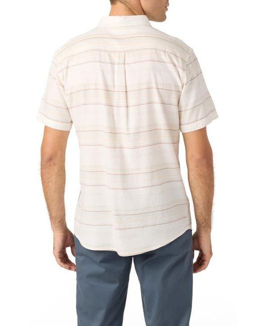 O'neill Sportswear White Seafaring Stripe Stretch Short Sleeve Button-Up Shirt for men