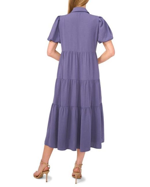 Cece Purple Tiered Midi Shirtdress