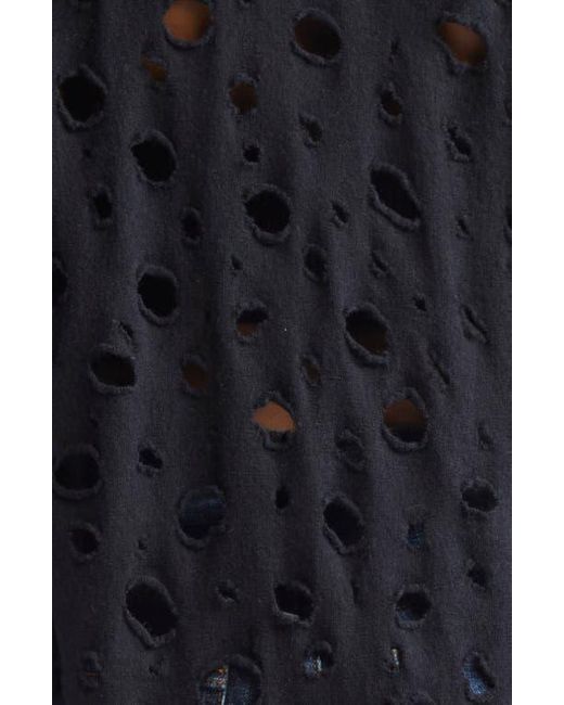 R13 Brown Ripped Merio Wool Boyfrined Cardigan