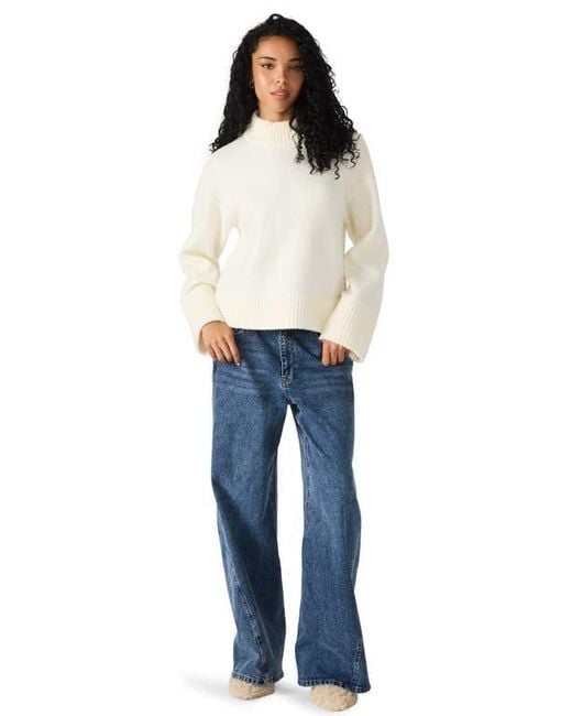 Steve Madden White Ivi Mock Neck Sweater
