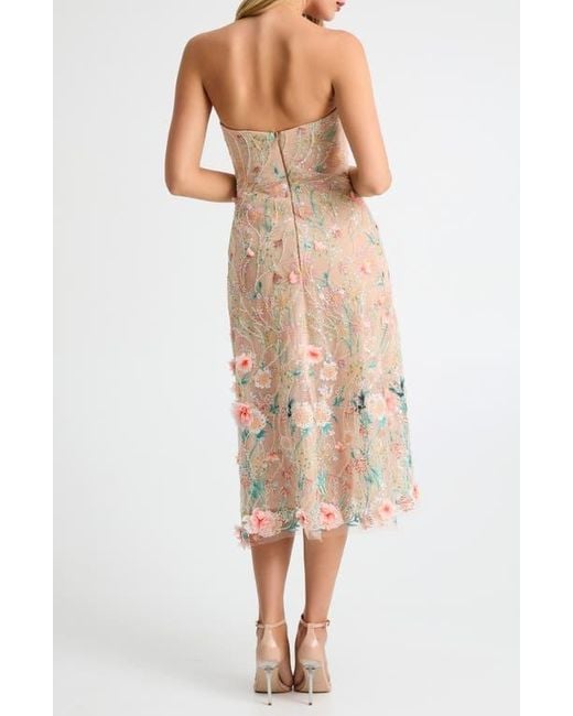 HELSI Natural Francine Embellished Floral Appliqué Strapless Cocktail Dress