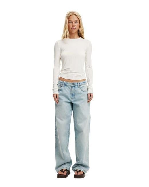 Cotton On White Sheer Layer Crew Long Sleeve