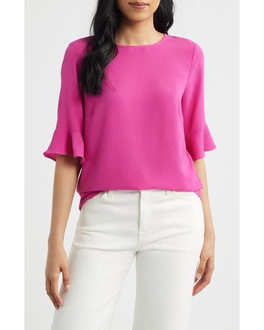 Cece Pink Ruffle Cuff Blouse
