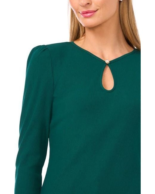 Cece Green Keyhole Rib Top