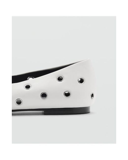 Mango White Grommet Ballet Flat