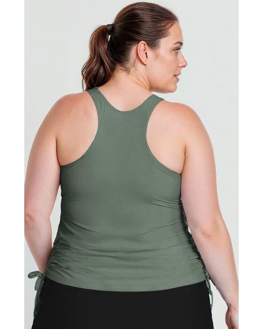 Calypsa Green Plus Size Maya Tankini Swim Top With Built-In Bra