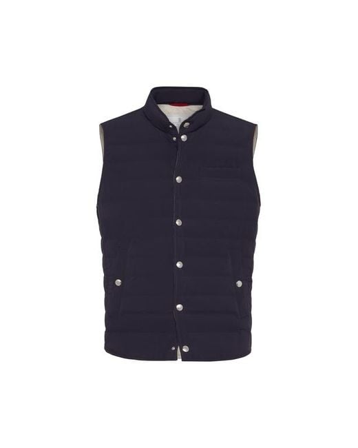 Brunello Cucinelli Blue Lightweight Down Vest for men