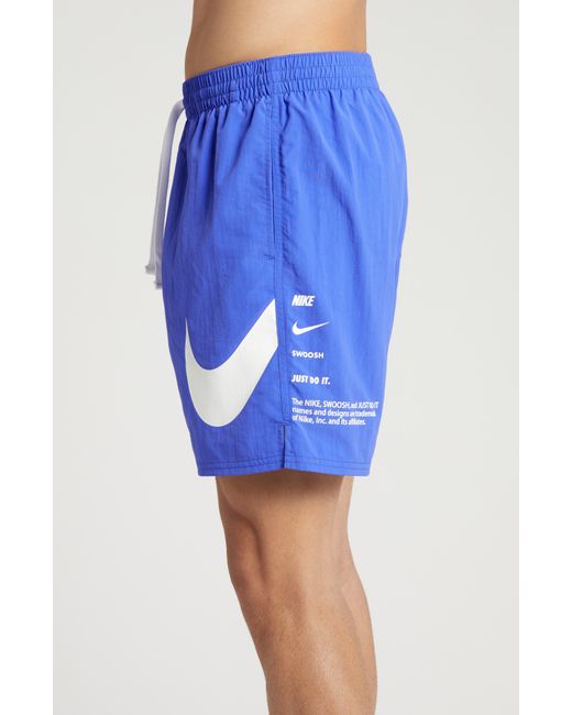 Nike Blue Swoosh 7-inch Swim Trunks for men
