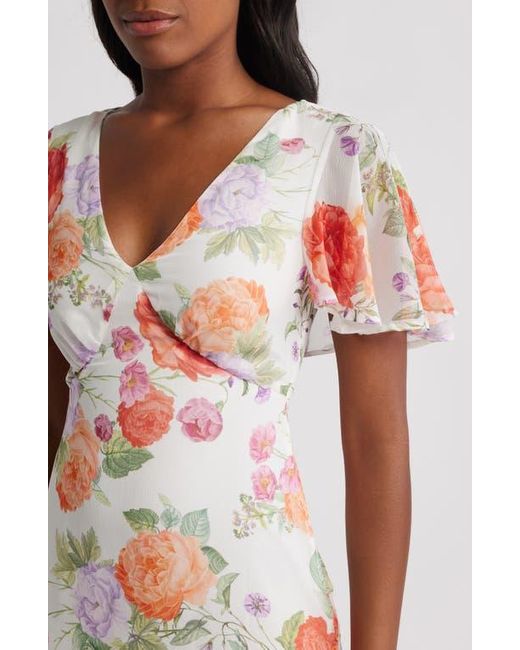 Lipsy White Flutter Sleeve Maxi Dress